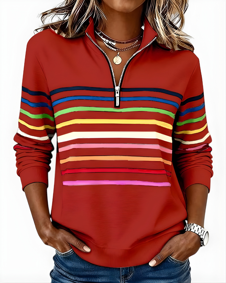 Victoria | Striped Zip Sweater