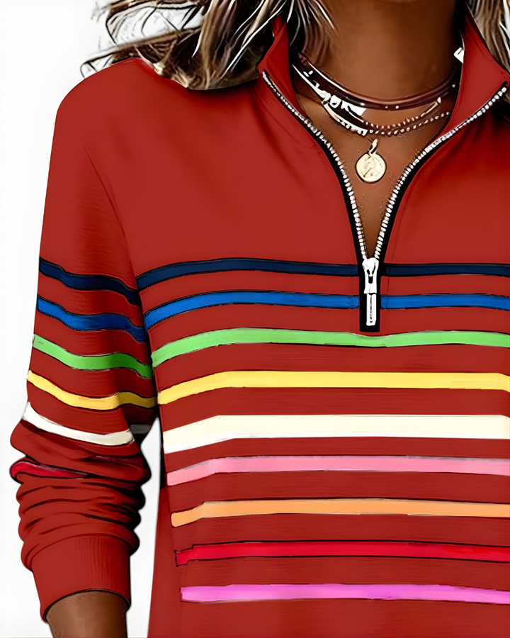 Victoria | Striped Zip Sweater
