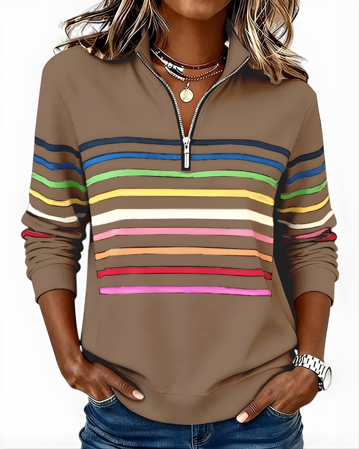 Victoria | Striped Zip Sweater