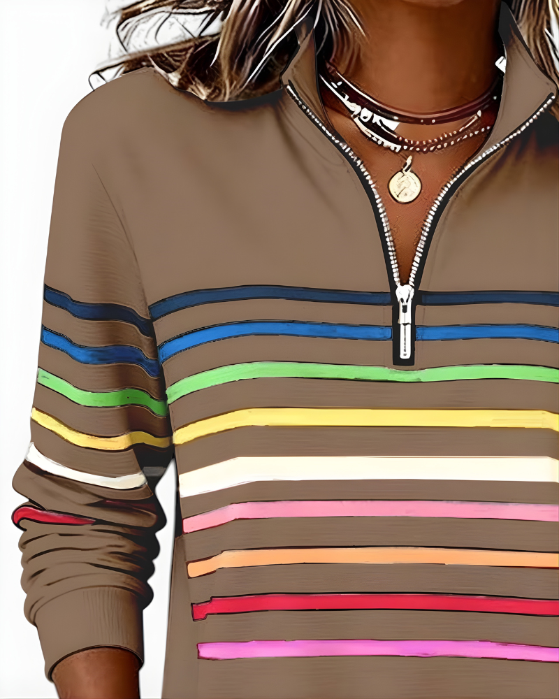 Victoria | Striped Zip Sweater