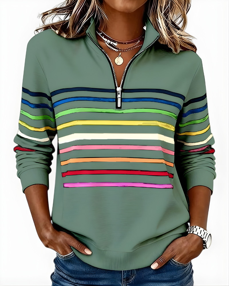 Victoria | Striped Zip Sweater