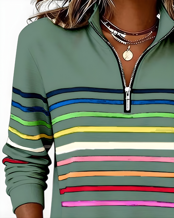 Victoria | Striped Zip Sweater