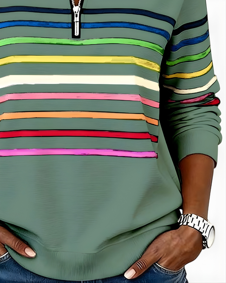 Victoria | Striped Zip Sweater