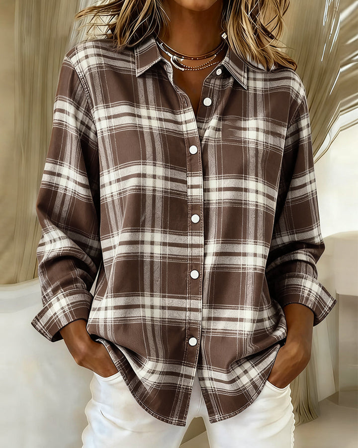 Hayden Ximena™ | Shirt with Check Pattern and Notched Collar