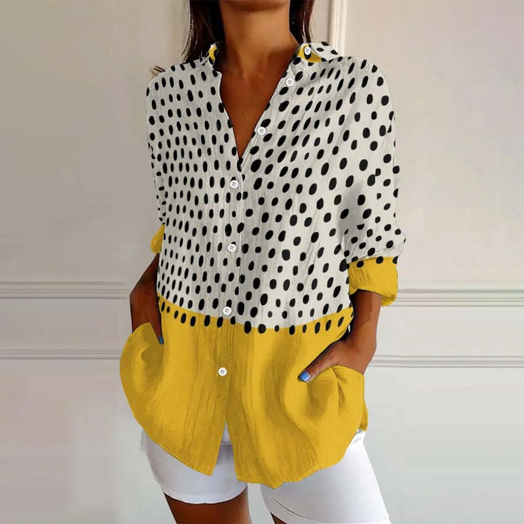 Isabella Unique Polka Dot Print Long Sleeve Shirt