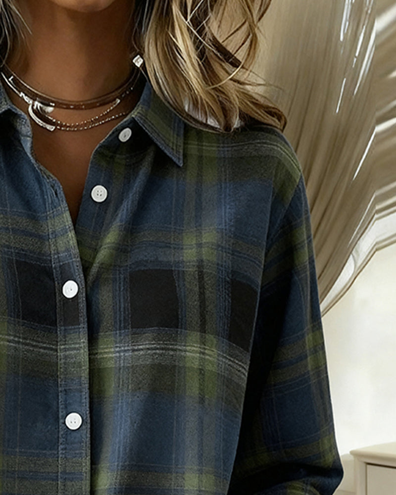 Hayden Ximena™ | Shirt with Check Pattern and Notched Collar