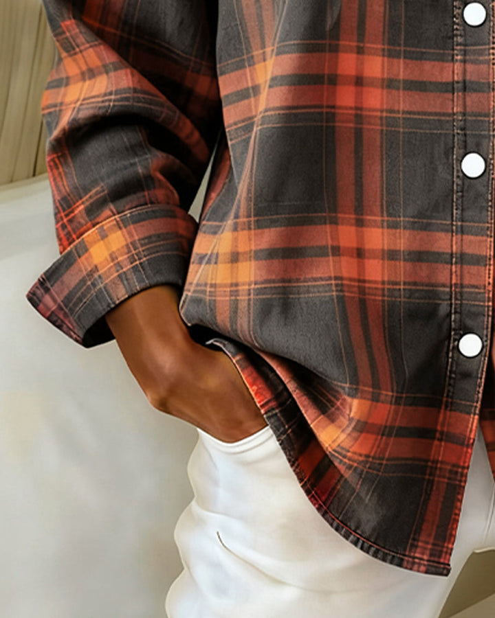 Hayden Ximena™ | Shirt with Check Pattern and Notched Collar