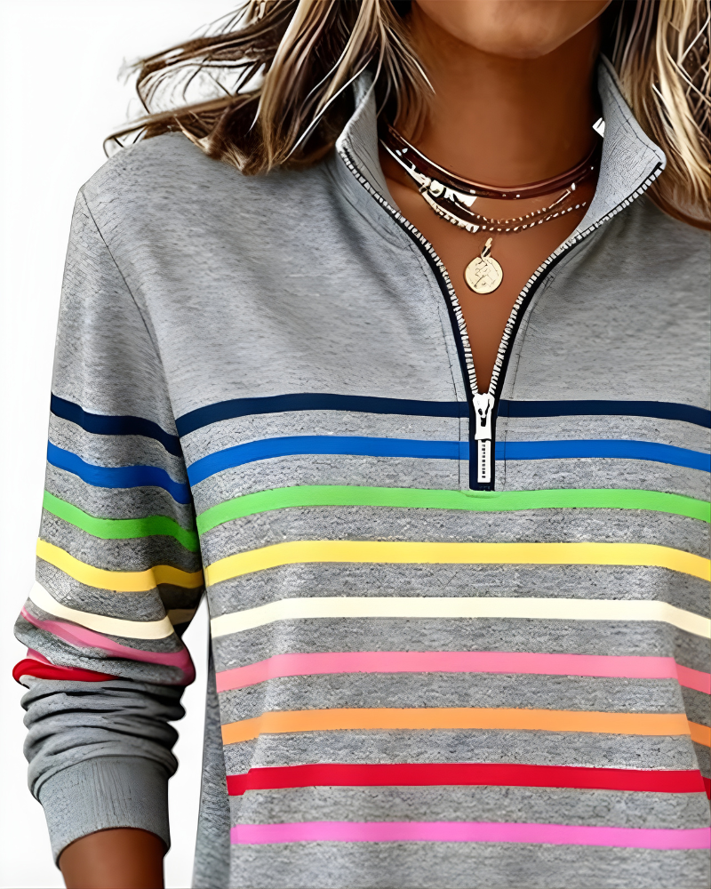 Victoria | Striped Zip Sweater
