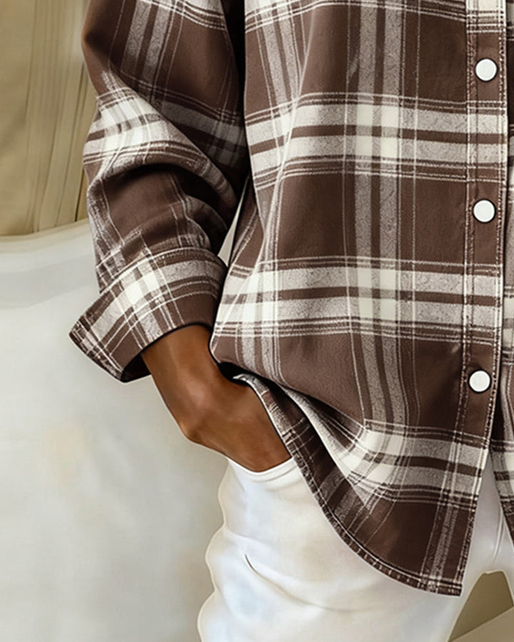 Hayden Ximena™ | Shirt with Check Pattern and Notched Collar