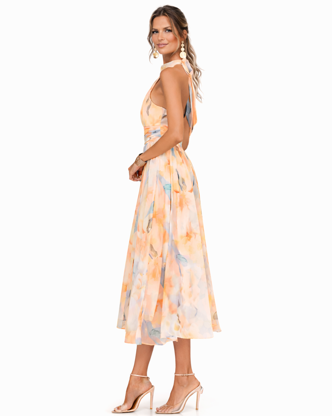 Kayla | Halter Neck Maxi Dress with Watercolor Print