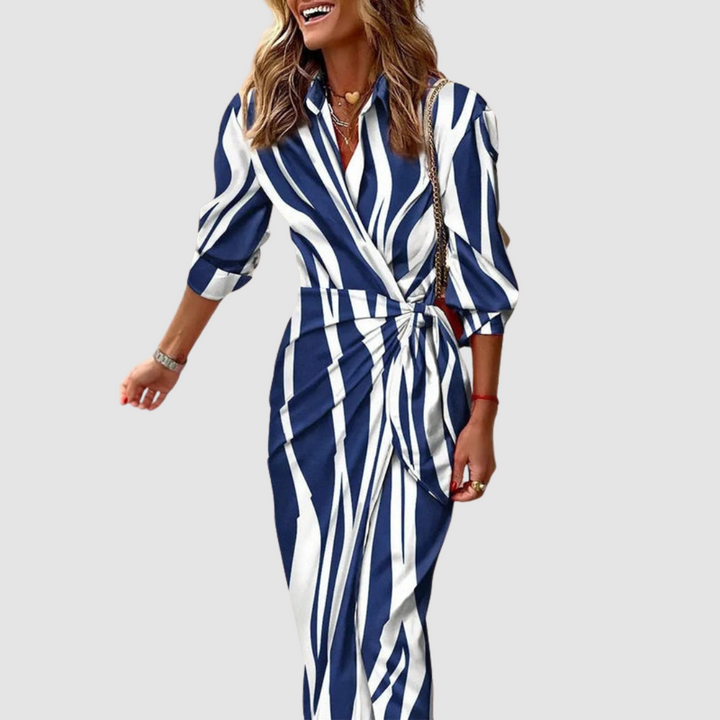 Allison™ | ELEGANT STRIPED MIDI DRESS