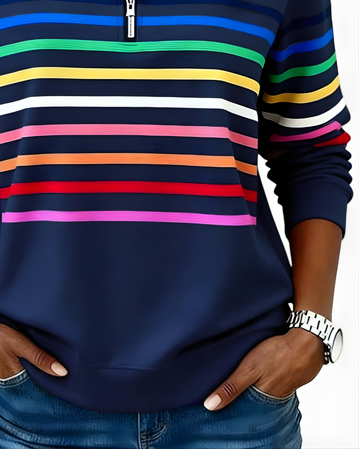 Victoria | Striped Zip Sweater