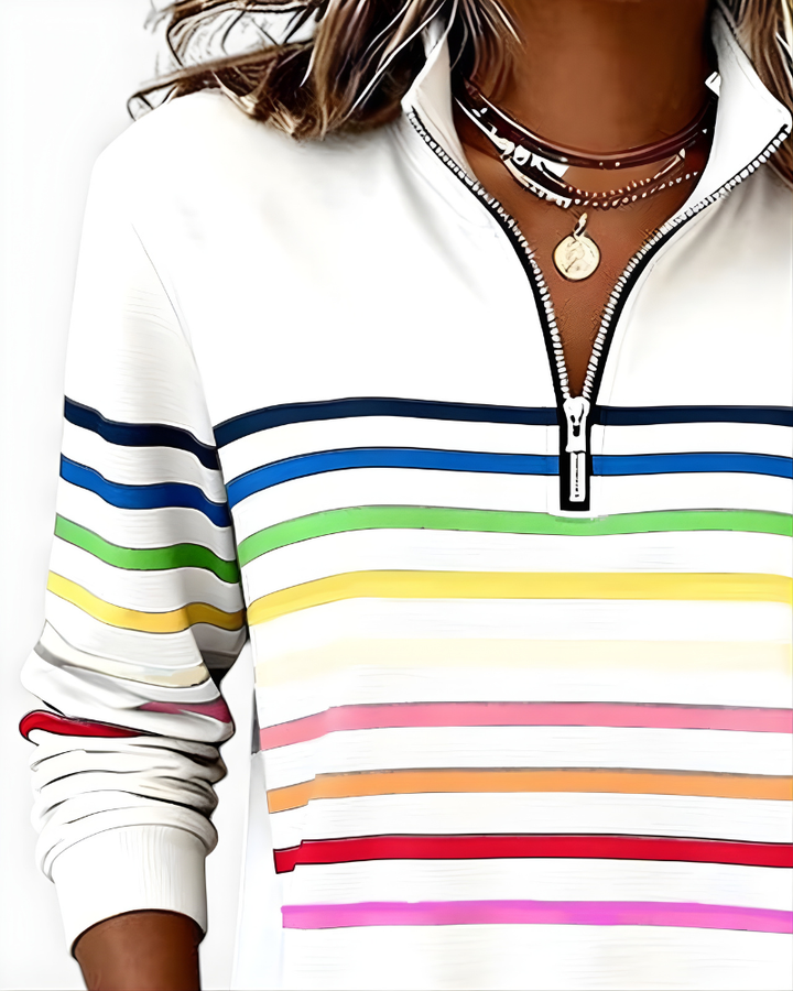 Victoria | Striped Zip Sweater