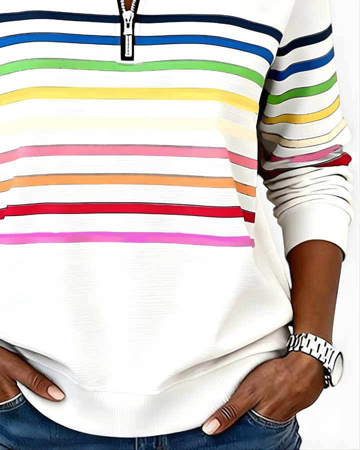 Victoria | Striped Zip Sweater