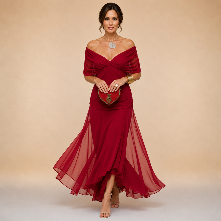 Brooklyn | Draped V-Neck Evening Maxi Dress