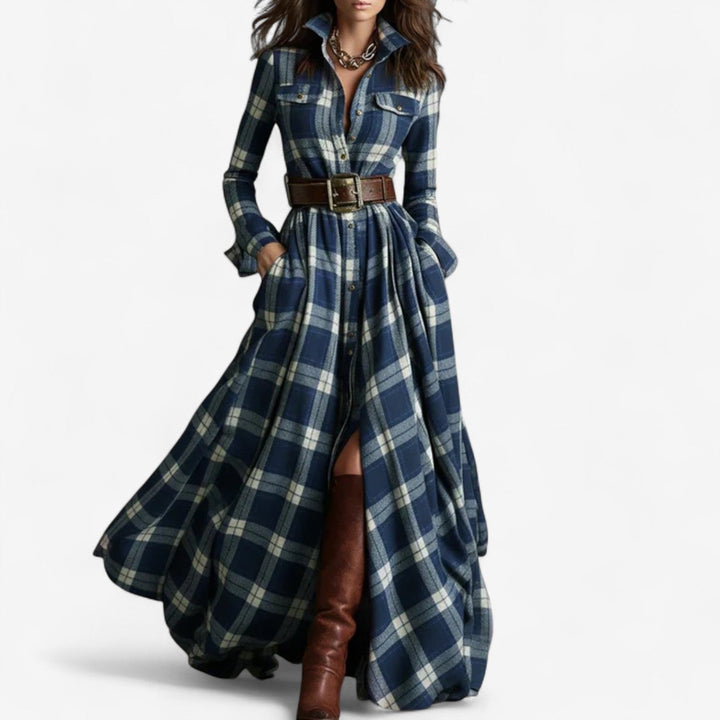 Hayden Barbara™ | Timeless Checkered Maxi Dress