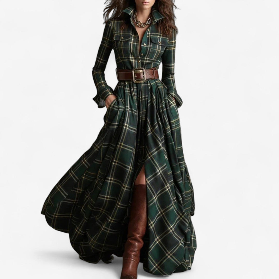 Hayden Barbara™ | Timeless Checkered Maxi Dress