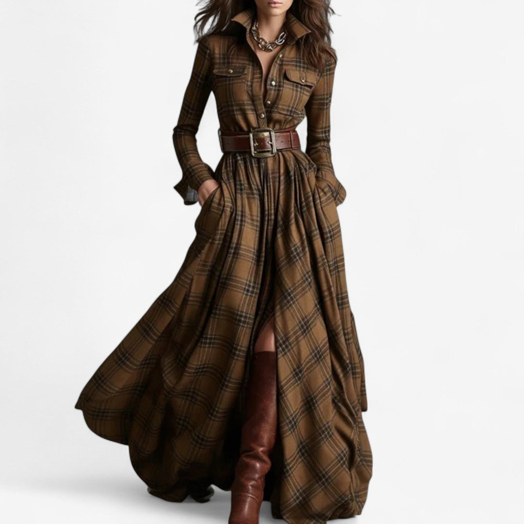 Hayden Barbara™ | Timeless Checkered Maxi Dress