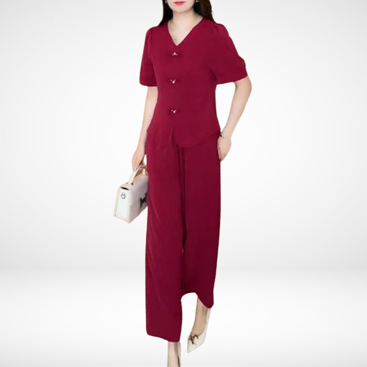 Elsie™ Elegant Short-Sleeve Two-Piece Set