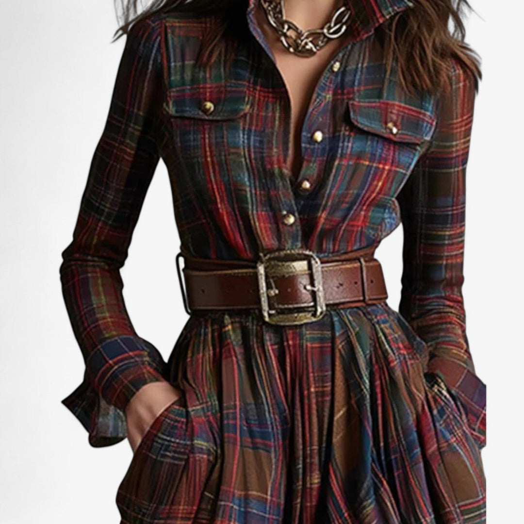 Hayden Barbara™ | Timeless Checkered Maxi Dress
