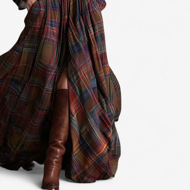 Hayden Barbara™ | Timeless Checkered Maxi Dress