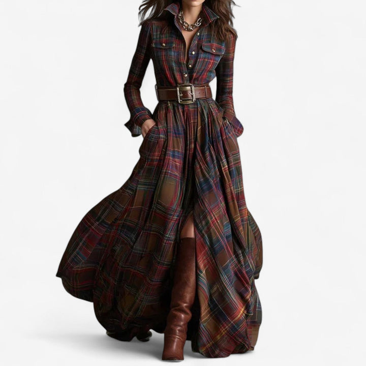Hayden Barbara™ | Timeless Checkered Maxi Dress