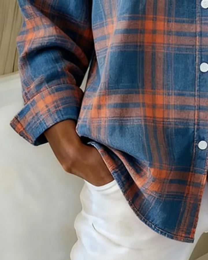 Hayden Ximena™ | Shirt with Check Pattern and Notched Collar
