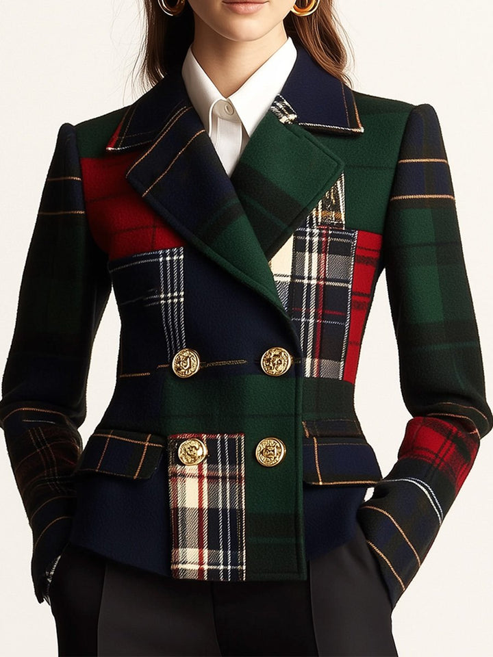 Women’s Plaid Double-Breasted Blazer