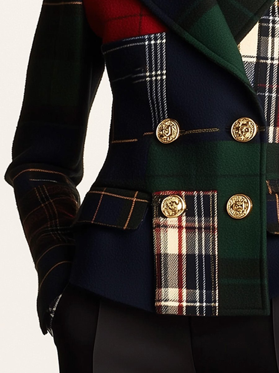 Women’s Plaid Double-Breasted Blazer