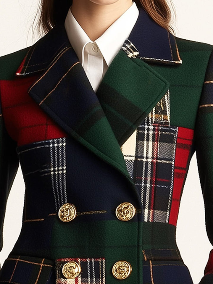 Women’s Plaid Double-Breasted Blazer