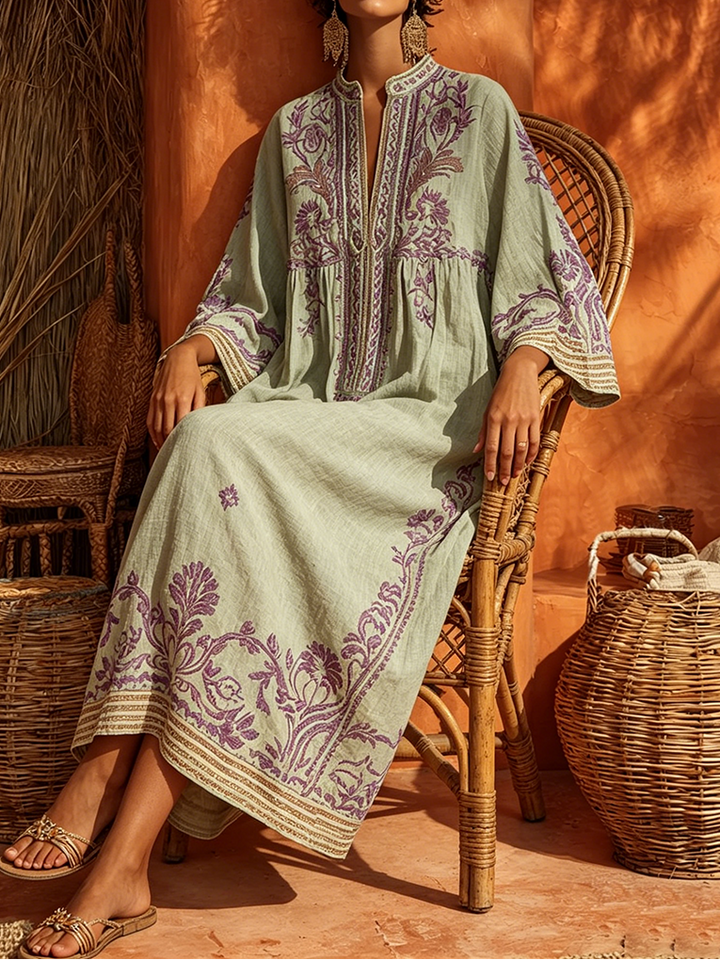 Victoria™ | Embroidered Mediterranean Maxi Dress