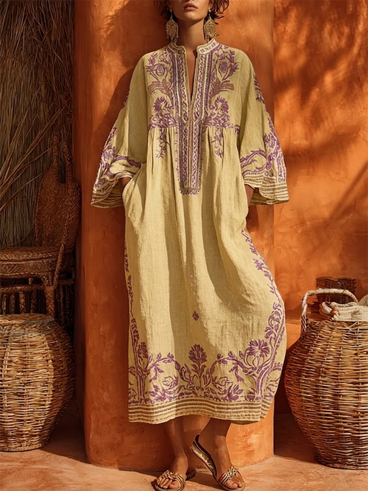 Victoria™ | Embroidered Mediterranean Maxi Dress