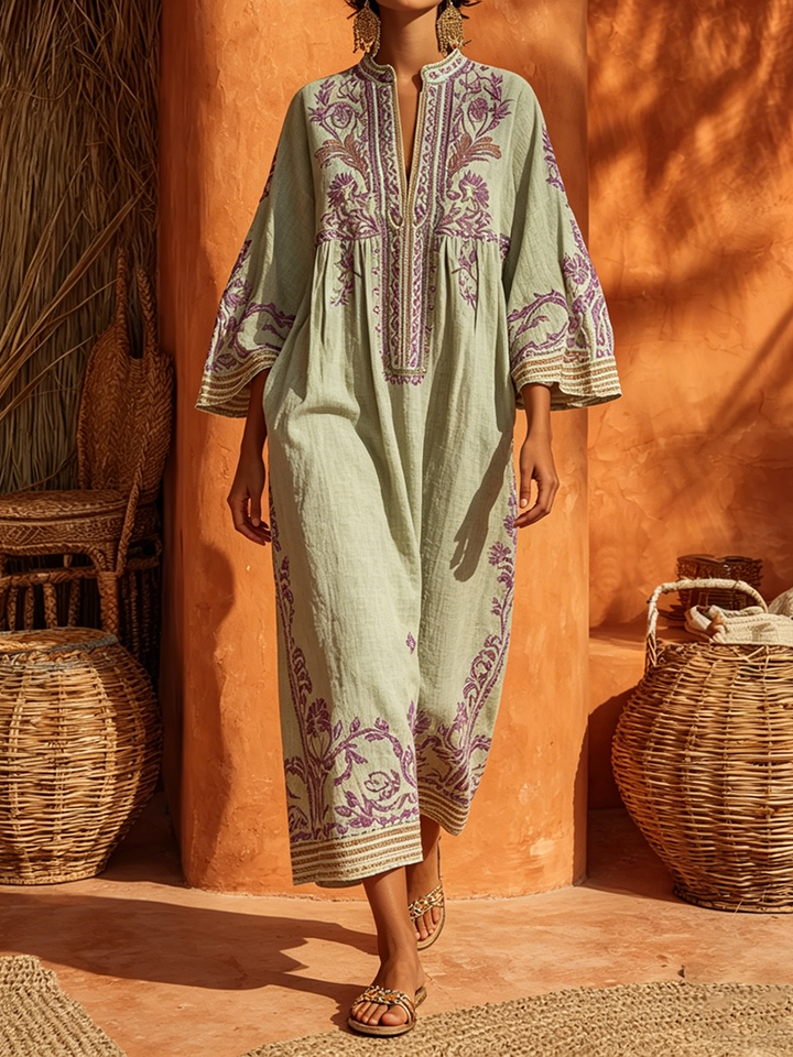 Victoria™ | Embroidered Mediterranean Maxi Dress