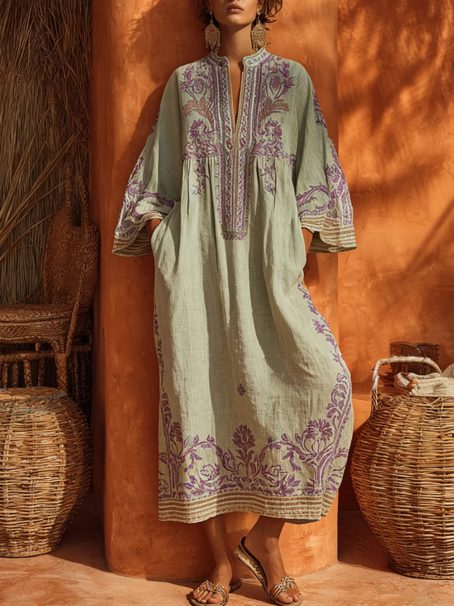 Victoria™ | Embroidered Mediterranean Maxi Dress