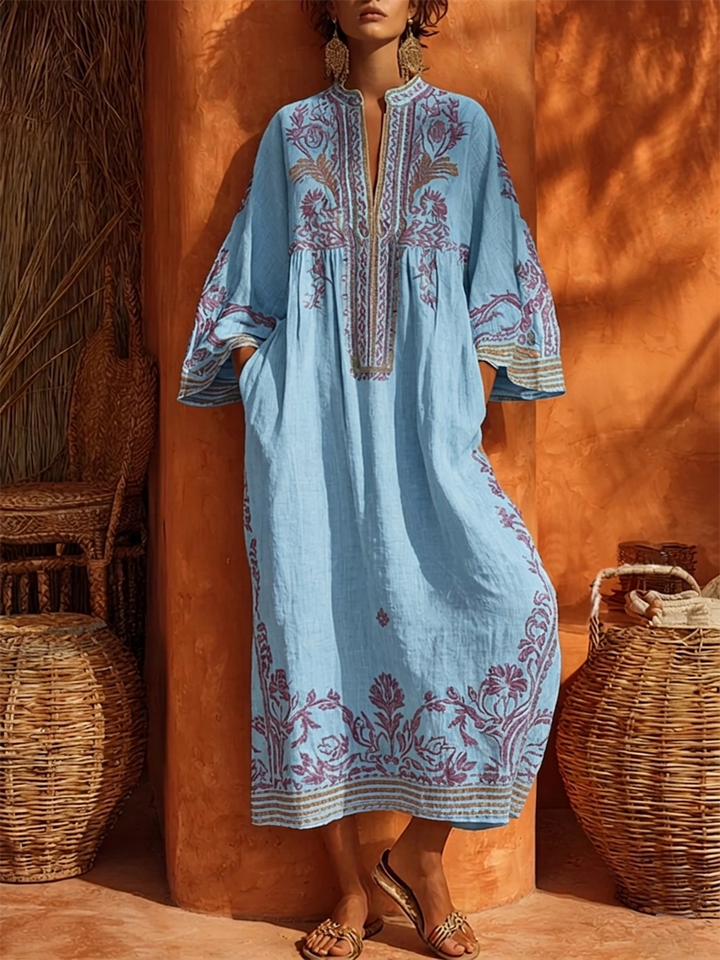 Victoria™ | Embroidered Mediterranean Maxi Dress