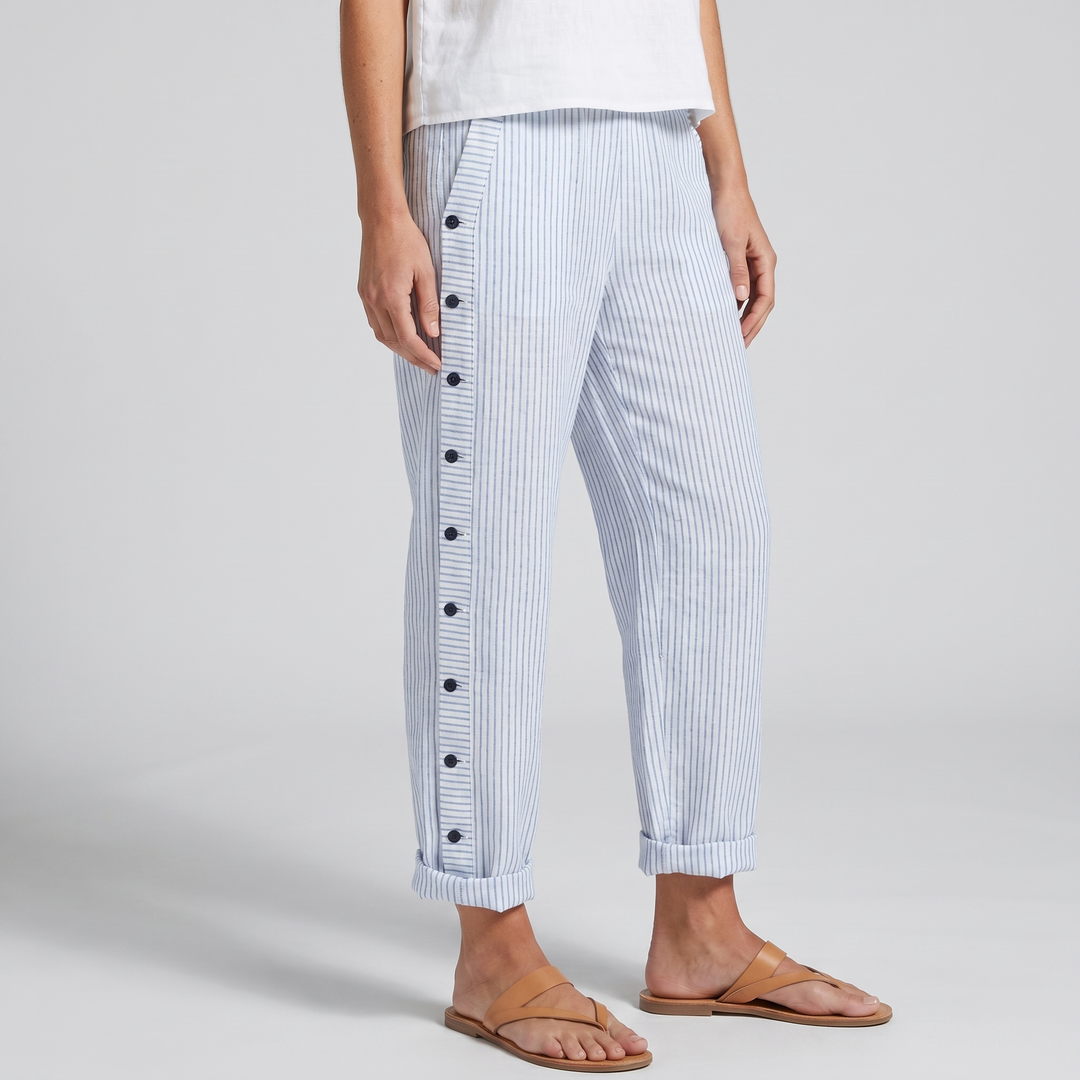 Ava | Striped Panel Button Trousers