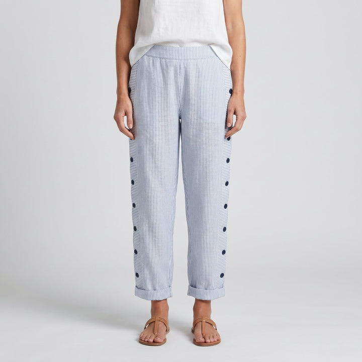 Ava | Striped Panel Button Trousers