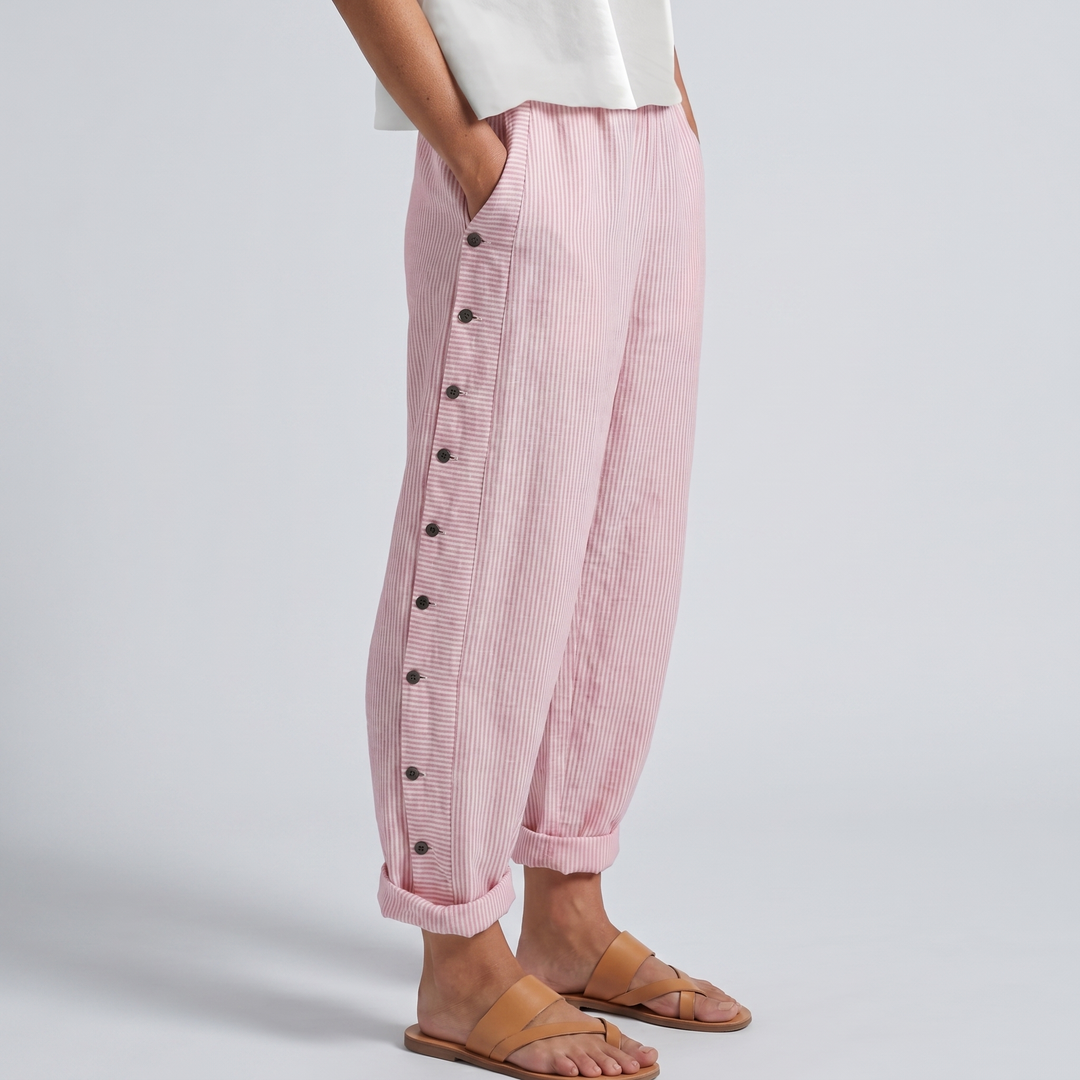 Ava | Striped Panel Button Trousers