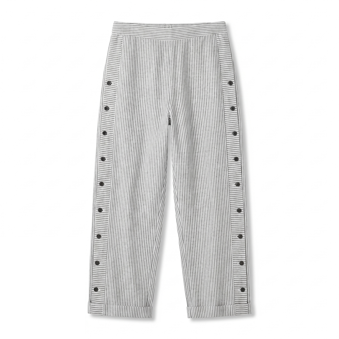 Ava | Striped Panel Button Trousers