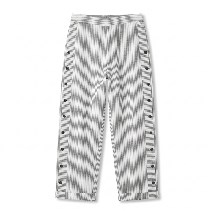 Ava | Striped Panel Button Trousers